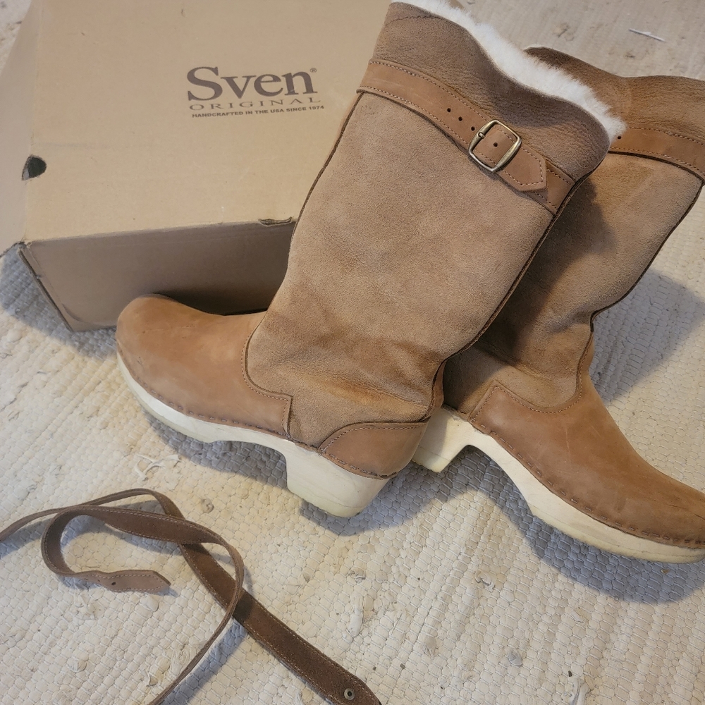 Sven brown shearling fur no 6 clog boots sz 41
